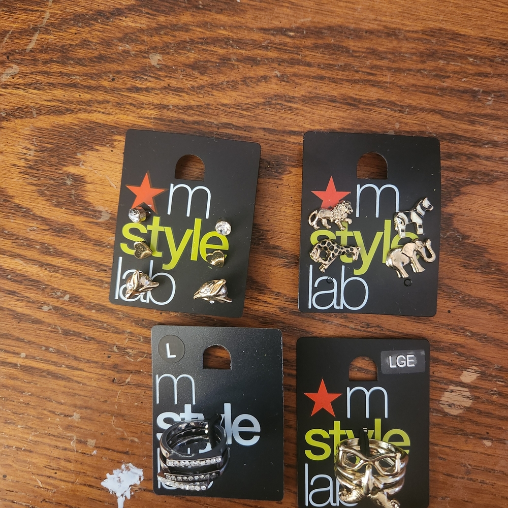 Mstylelab Gold and Silver Earrings Set